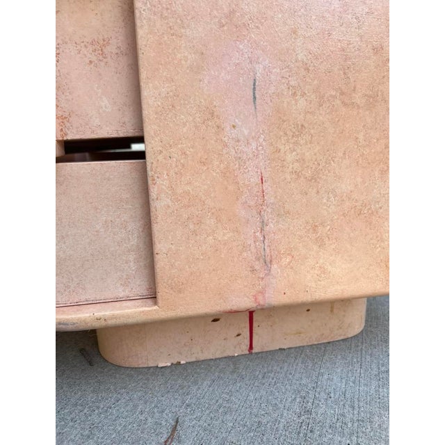 Pink Custom Made 1980s Postmodern Pink Sponge Faux Finish Nightstands – Palm Springs Style For Sale - Image 8 of 12