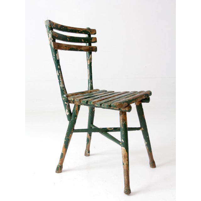 Antique Green Painted Rustic Adirondack Chair For Sale - Image 14 of 17