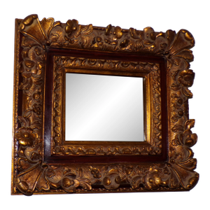 Vintage Gilded Baroque Mirror Carved Gilt Deep Well Beveled Wall Mirror