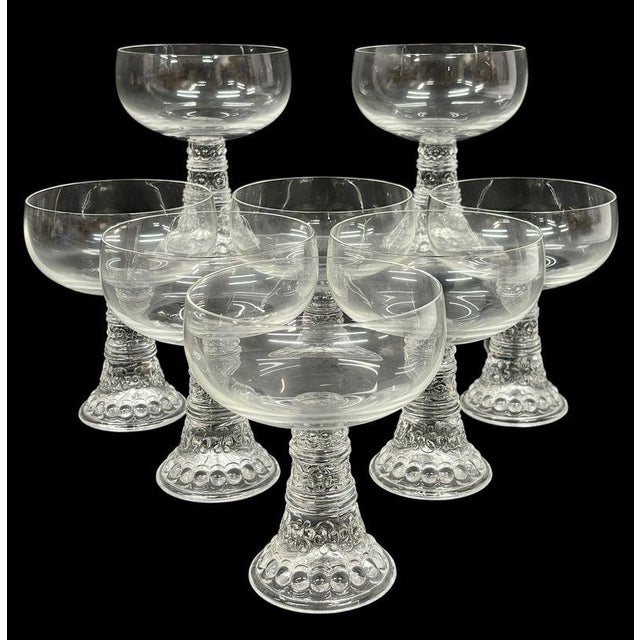 Glass Mid 20th Century Rosenthal Crystal Bacchus Champagne Coupes - Set of 8 For Sale - Image 7 of 8