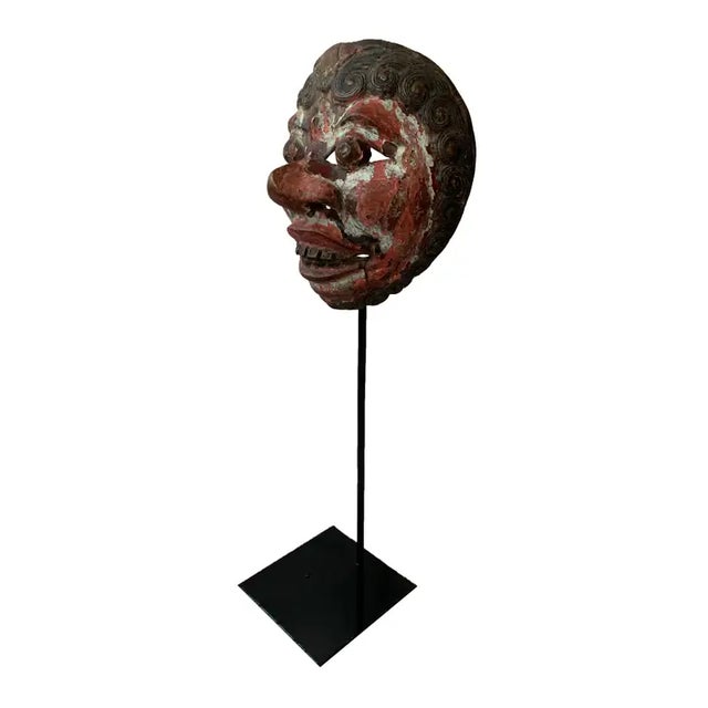 1900s Hand-Carved Wood Javanese ‘Wayang Topeng’ Theatre Mask, Indonesia For Sale - Image 4 of 5