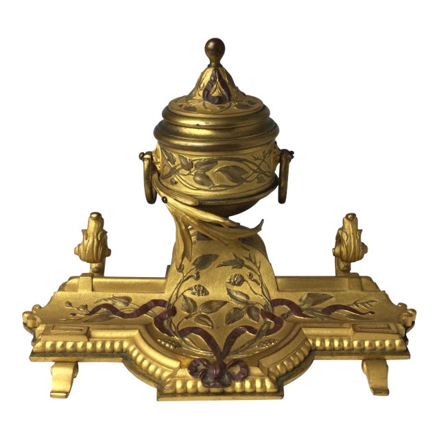 19th Century Gilt Bronze French Inkwell For Sale
