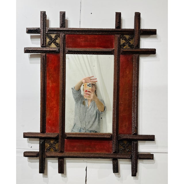 Antique Folk / Tramp Art Mirror C Late 1800s For Sale In Raleigh - Image 6 of 9
