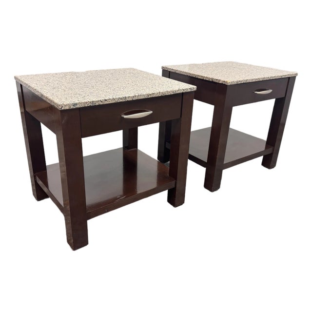 Bermanfalk Stone Top Nightstands, Pair For Sale