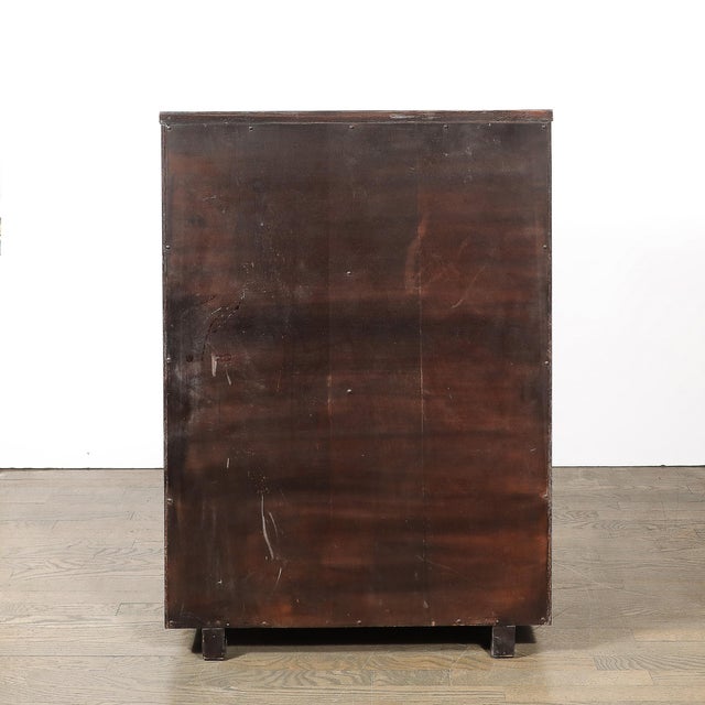 Art Deco Ebonized Walnut High Chest With Molded Lucite Pulls For Sale - Image 12 of 12