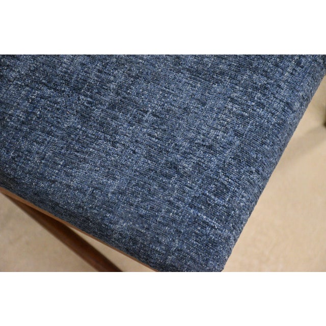 Mid 20th Century Walnut Blue Mid Century Modern Dining Chairs - Set of 4 For Sale - Image 9 of 10