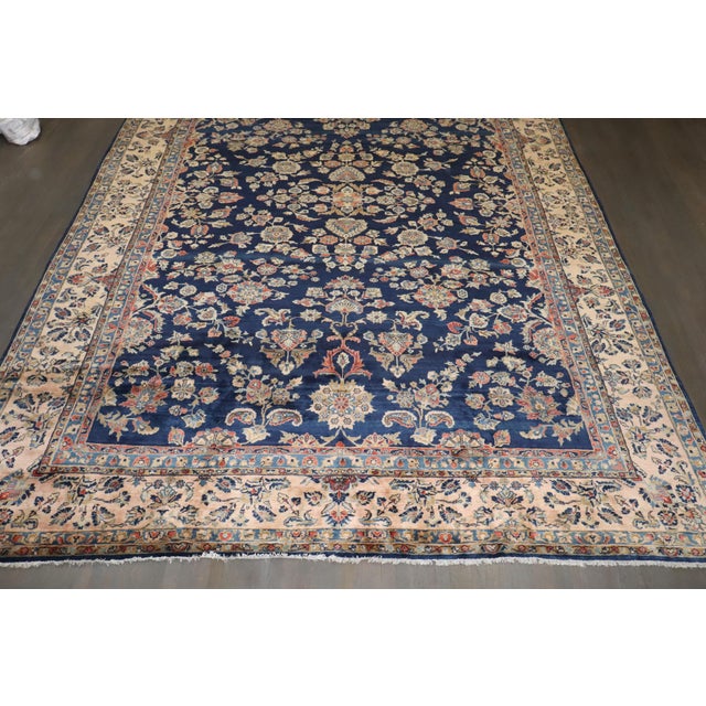 Early 20th Century Zabihi Collection Oversize Manchester Wool Navy Persian Sarouk Rug - 11'6" x 25'2" For Sale - Image 11 of 12