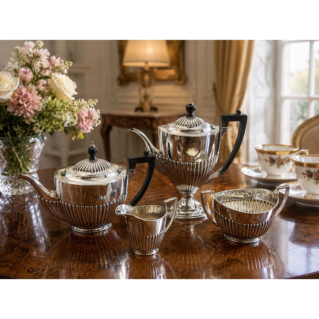 Antique Edwardian Silver Plated Tea and Coffee Set, 1900, Set of 4, in Flawless conditions. Designed 1890 to 1919