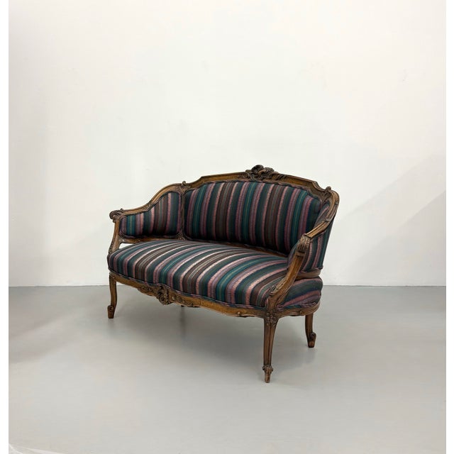 Vintage Louis XV Style Carved Wood Settee For Sale - Image 4 of 7