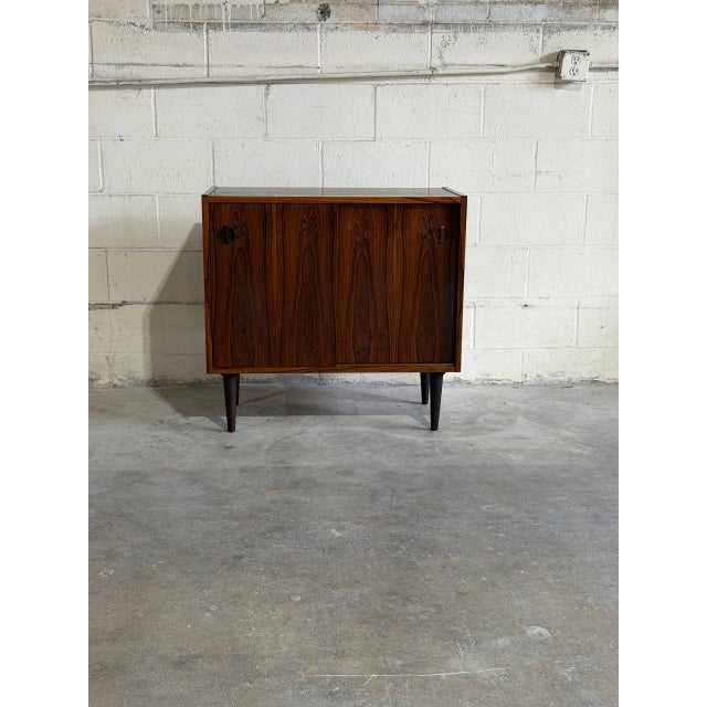 Vintage Danish Mid Century Rosewood Cabinet Credenza on Tapered Legs For Sale - Image 9 of 10