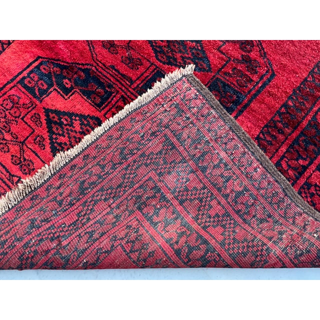 Vintage Afghan Khal Mohammad Single Column Aina Gul Bokhara Rug - 6'7" X 3'11" For Sale - Image 9 of 10