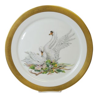 1972 Boehm “Mute Swans” Bone Porcelain Charger Plate, 13” For Sale