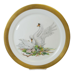 1972 Boehm “Mute Swans” Bone Porcelain Charger Plate, 13”