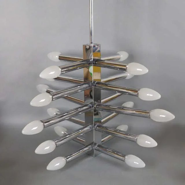 Silver Chrome Plating and Metal Ceiling Lamp, 1960s For Sale - Image 8 of 9