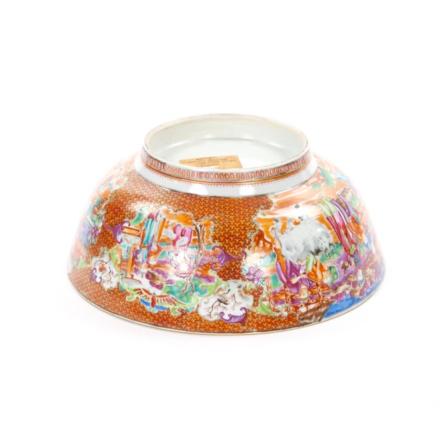 Antique 18th Century Chinese Export Porcelain Famille Rose Punch Bowl For Sale - Image 12 of 14