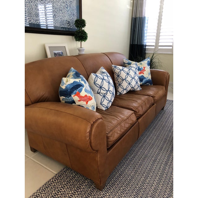 Mitchell Gold for Pottery Barn Manhattan Leather Sleeper Sofa Chairish