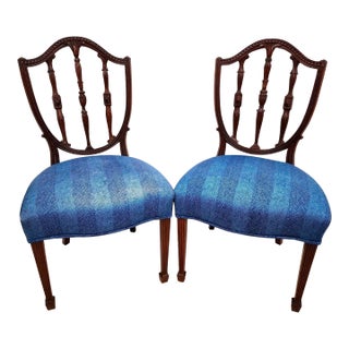 Antique Accent Side Chairs George III Shield Back Mahogany 19th Century Set of 2 For Sale