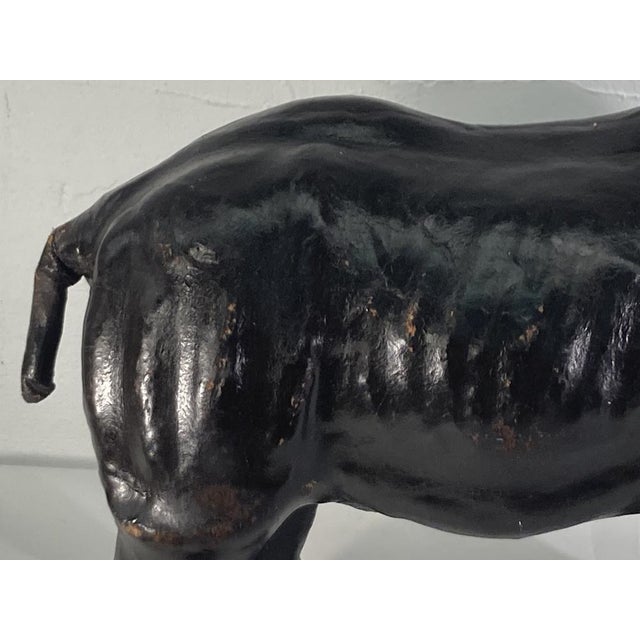 Mid-Century Leather Rhino Statue, England For Sale - Image 4 of 14