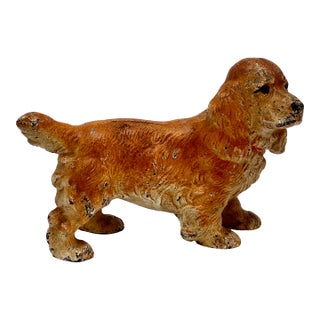 Rare Color Variation Smaller Size Vintage Cast Iron Cocker Spaniel Dog Doorstop by Hubley Mfg. Co. Circa 1930s For Sale