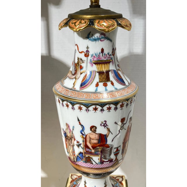 Pair of very fine quality French 19 centuryGreek Revival /neocllasical Porcelain Vases Mounted as Table Lamps