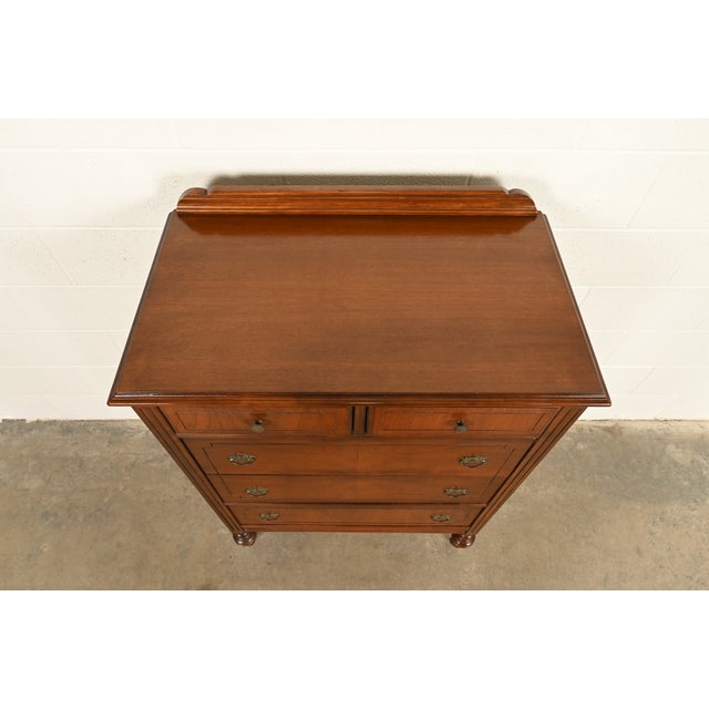 Wood Berkey & Gay Style Antique French Regency Louis XVI Walnut Highboy Dresser, Circa 1930s For Sale - Image 7 of 14