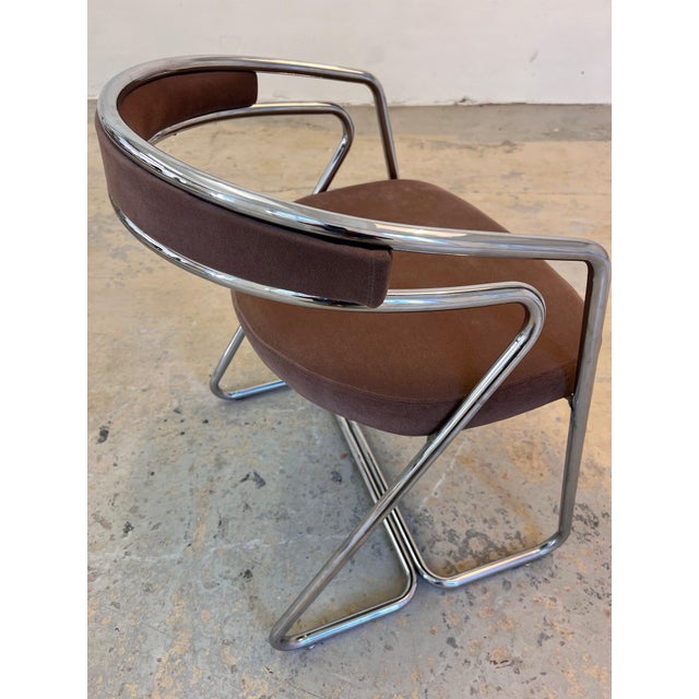 Upholstered Chairs in Chrome with Brown Velour, Set of 4 For Sale - Image 3 of 10