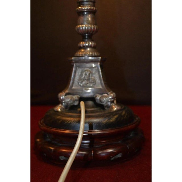 Early 20th Century Edwardian Silver Plate Ecclesiastical Altar Table Lamp, 1910 For Sale - Image 5 of 18