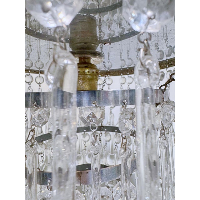 Vintage Hollywood Regency Floral Embossed Brass Tiered Waterfall Teardrop Chandelier For Sale - Image 4 of 10