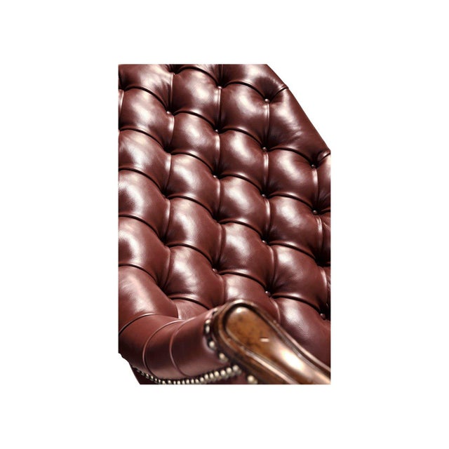 Not Yet Made - Made To Order Tufted Red Leather Swivel Office Chair For Sale - Image 5 of 10