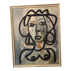 Abstract Painting on Canvas by Peter Keil - Framed