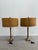 Vintage Mid-Century Carved Wood & Brass Table Lamps - Pair With Original Shades For Sale - Image 4 of 10