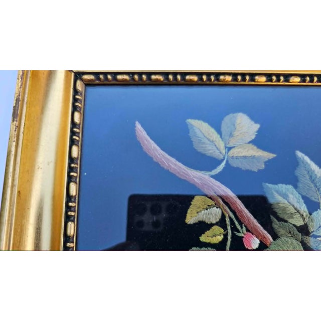 Picture in Frame with Embroidered Cherry Blossoms, 1950s For Sale - Image 4 of 10