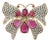 Bochic “Capri” Vintage Ruby & Topaz Butterfly Ring Set In 18K Gold & Silver For Sale