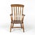 A rustic and charming English elm vertical slat back armchair circa 1890 with turned legs and H-stretcher. height: 39 in....