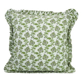 Fabdivine Artistic Block Print Frill Pillow Cover 12x20 Inch Thick Cotton White- Madhubala For Sale