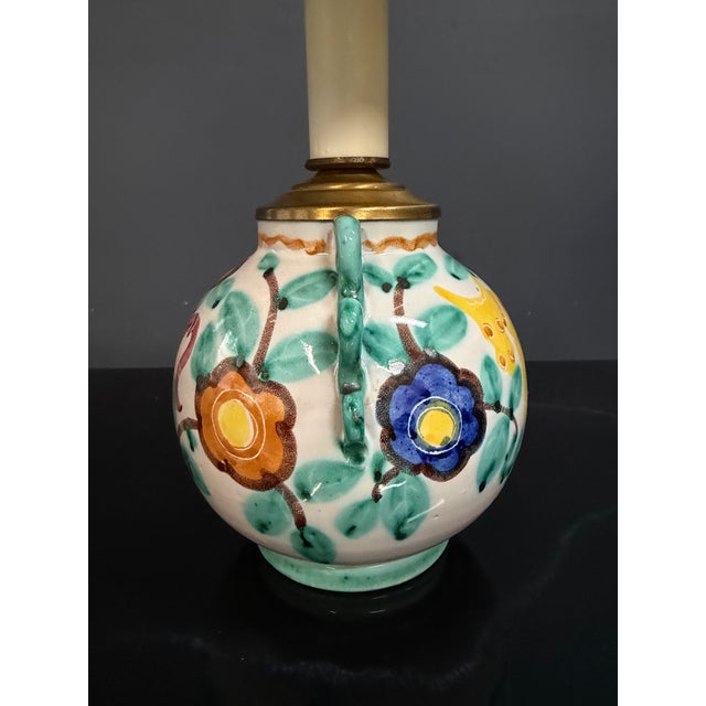 1960s 1960s Italian Hand-Painted Ceramic Bedside Lamps With Stylized Animal Motifs - a Pair For Sale - Image 5 of 10