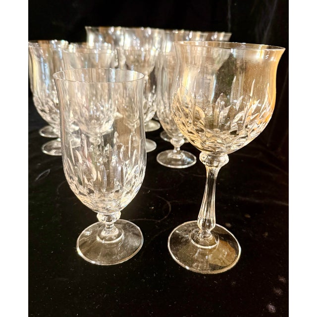 Mid-Century Modern Vintage Lead Crystal Stemware Set - Set of 12 For Sale - Image 3 of 12