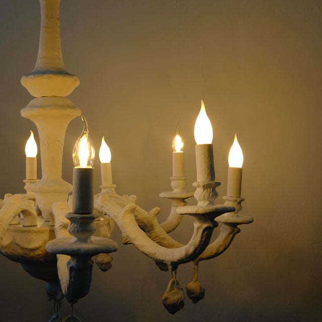 Handcrafted 10-Arm Chandelier in Coated Glass For Sale - Image 18 of 18