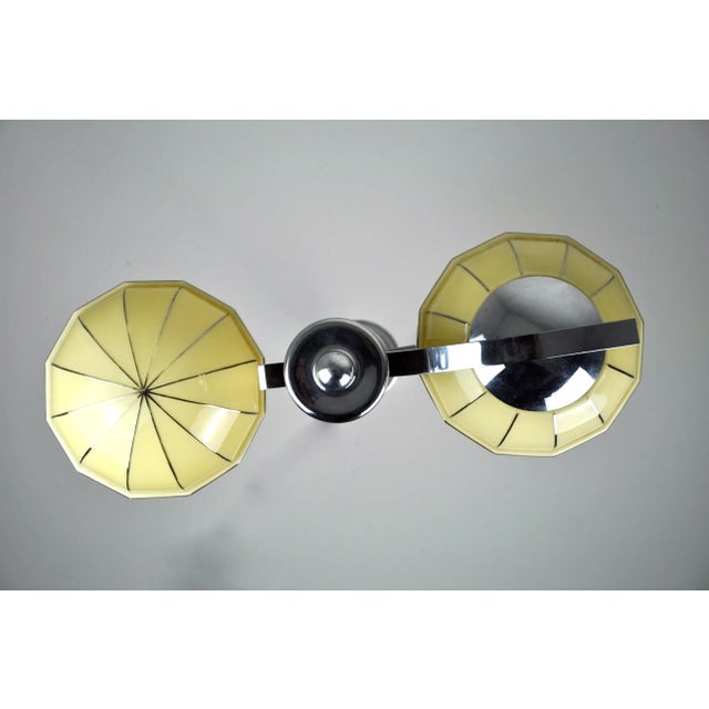Mid-Century Modern Chrome and Wood Ceiling Lamp For Sale - Image 4 of 11