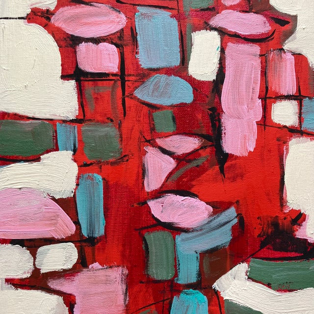 Contemporary original abstract painting by Stephen Heigh on canvas. Framed and signed. Measures 11x14 and 13x16 overall...