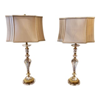 Pair of French Baccarat Manner Lamps For Sale