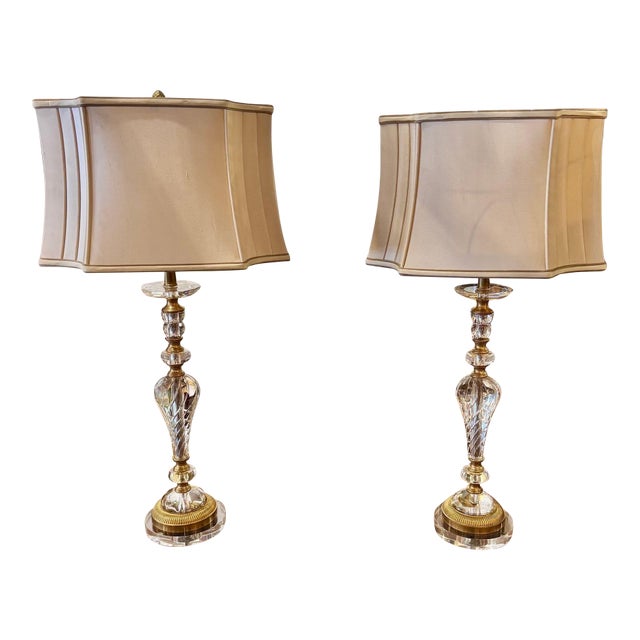 Pair of French Baccarat Manner Lamps For Sale