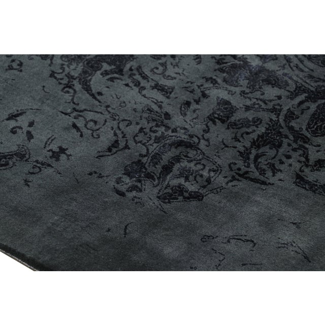Contemporary Rug & Kilim’s Modern Classics Rug in Black and Gray With Muted Floral Patterns For Sale - Image 3 of 6