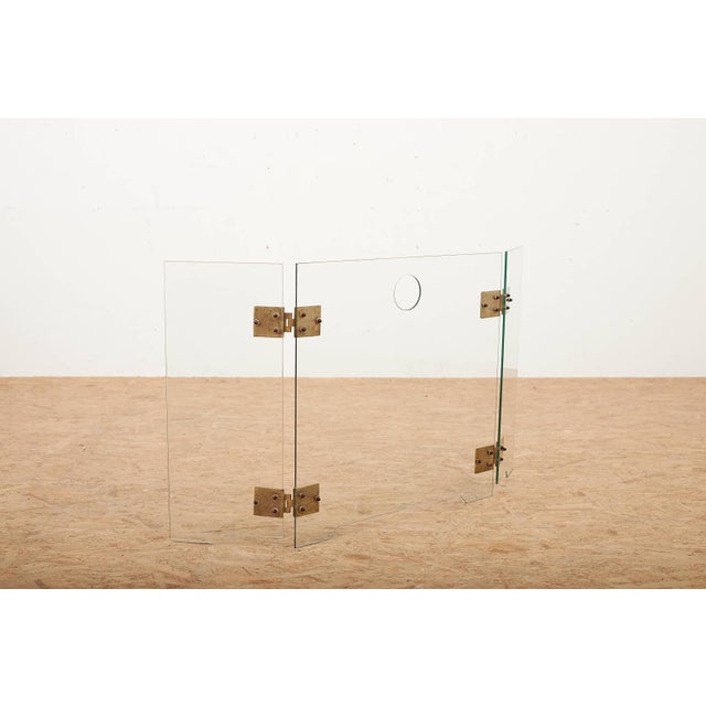 Fire Screen with Three-Part Glass Fire Guard with Gilded Brass Hinges, 1940s For Sale - Image 10 of 17