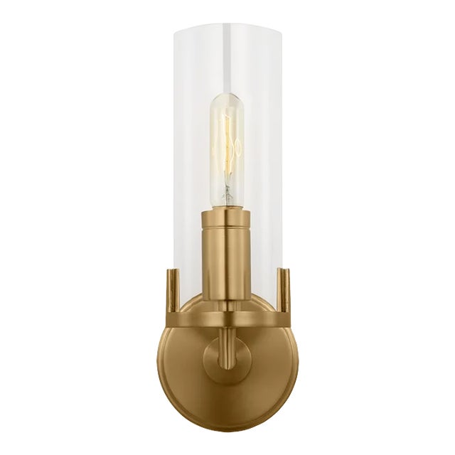 Thomas O'Brien by Visual Comfort Studio Mezzo 1-Light Sconce in Burnished Brass For Sale