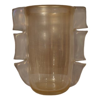 Mid-Century Gold Murano Art Glass Vase, 2000s For Sale