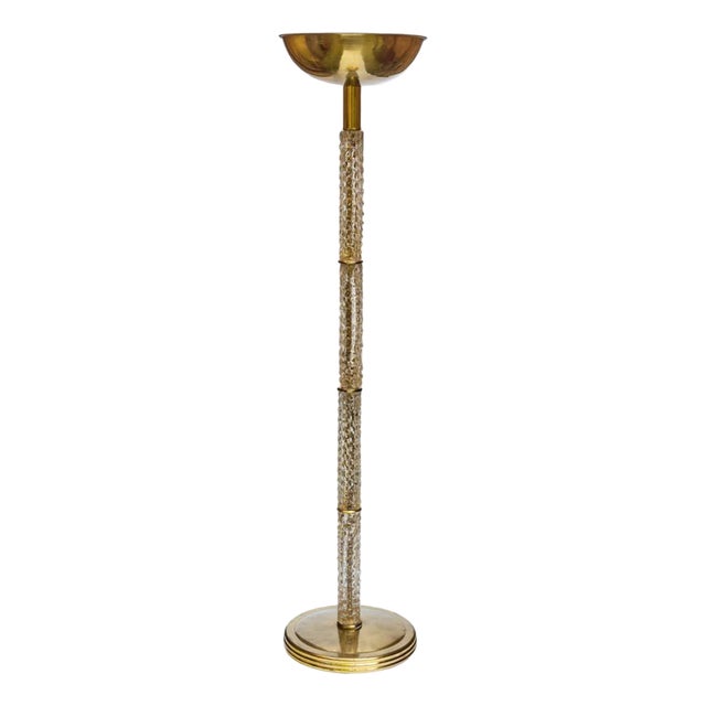 Brass and Glass Floor Lamp by Seguso Vetri Darte, 1950s For Sale