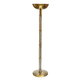 Brass and Glass Floor Lamp from Seguso Vetri D'Arte, 1950s For Sale