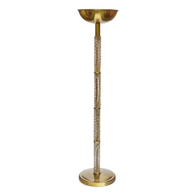 Brass and Glass Floor Lamp from Seguso Vetri D'Arte, 1950s For Sale