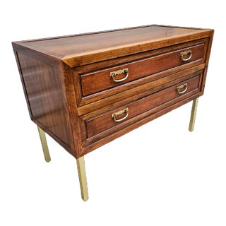 Mid 20th Century Michael Taylor for Baker Furniture Far East Collection 2-Drawer Chest on Brass Legs For Sale